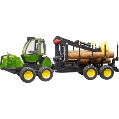 John Deere 1210E Rückezug mit 4 Baumstämmen und Holzgreifer
