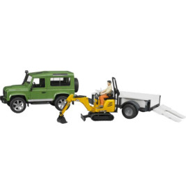 Land Rover Defender, Einachsanhänger, JCB Mikrobag.+Bauarbeiter
