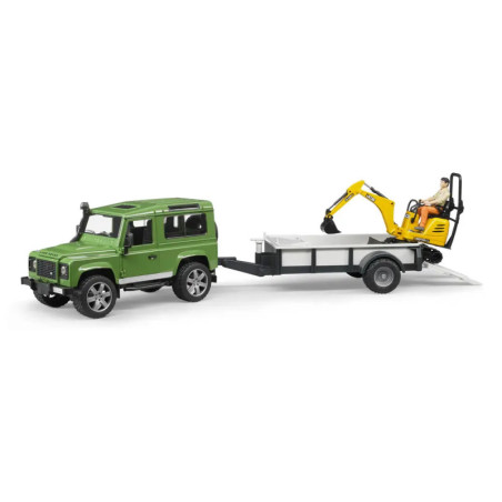 Land Rover Defender, Einachsanhänger, JCB Mikrobag.+Bauarbeiter Land Rover Defender, Einachsanhänger, JCB Mikrobag.+Bauarbeiter