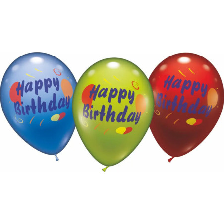 Ballons Happy Birthday 6 Stück,Umfang 90-100 cm
