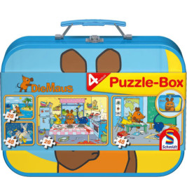 Schmidt Spiele Puzzle Die Maus im Metallkoffer 2 x 26 Teile, 2 x 48 Teile