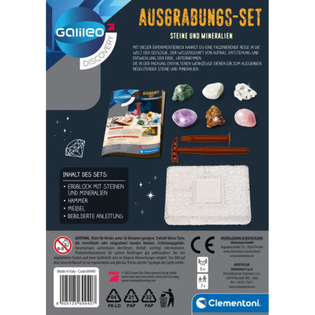 Clementoni Galileo Ausgrabungsset -Steine und Mineralien