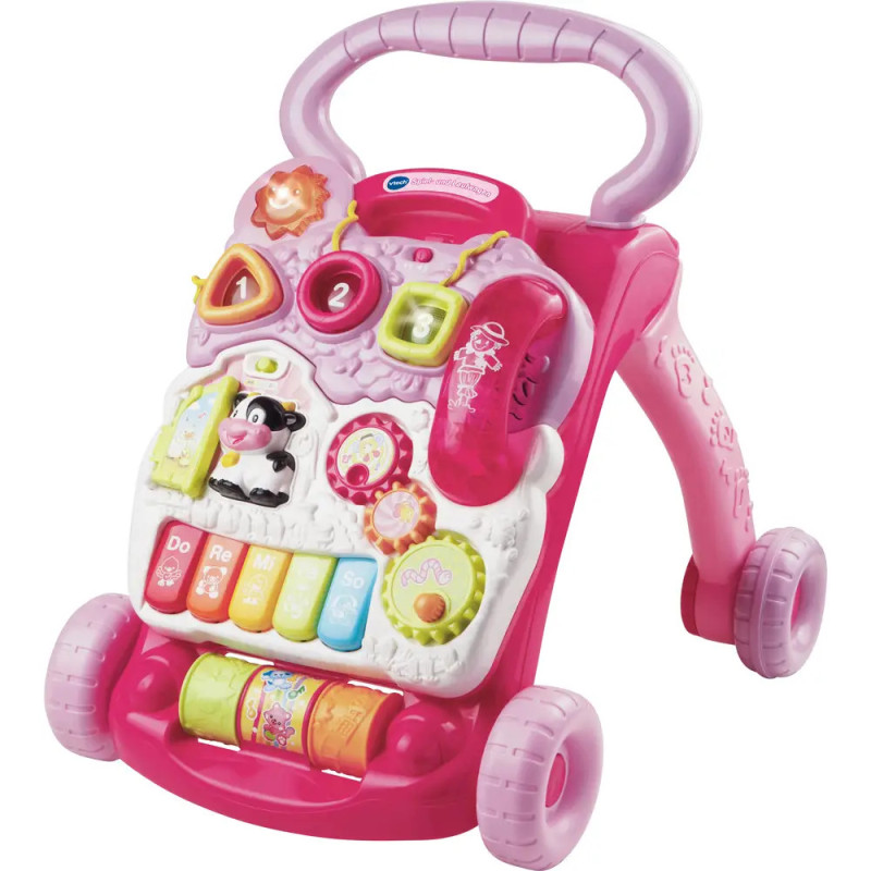 Vtech 80-077054 Spiel- und Laufwagen pink lernen von Formen Farben Tiere Zahlen
