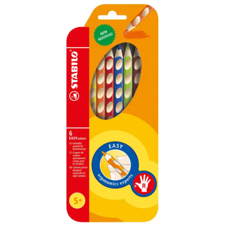 Ergonomischer Buntstift für Rechtshänder - STABILO EASYcolors - 6er Pack - mit 6 verschiedenen Farben