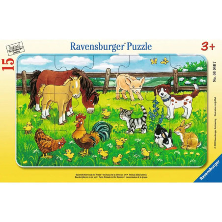 Ravensburger 60467  Rahmenpuzzle Bauernhoftiere auf der Wiese 15 Teile Ravensburger 60467  Rahmenpuzzle Bauernhoftiere auf der Wiese 15 Teile