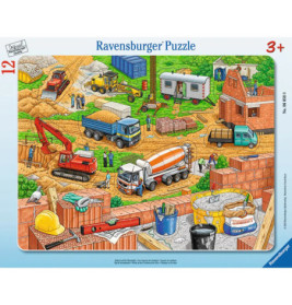 Ravensburger Kinderpuzzle - 06058 Arbeit auf der Baustelle - Rahmenpuzzle für Kinder ab 3 Jahren, mit 12 Teilen