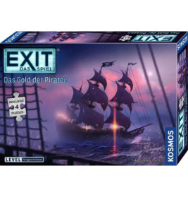 EXIT Das Spiel: Das Gold der Piraten - Spielschachtel mit Piratenschiff, das nachts segelt.
