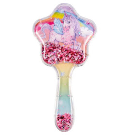 Haarbürste (mit beweglichem Glitter) - Einhorn-Paradies