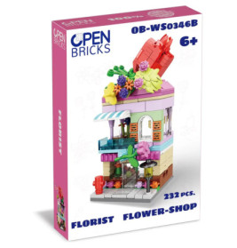 Bunte Baustein-Floristladen-Box OPEN Bricks, ab 6 Jahren, mit 232 Teilen.