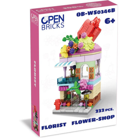 Bunte Baustein-Floristladen-Box OPEN Bricks, ab 6 Jahren, mit 232 Teilen.