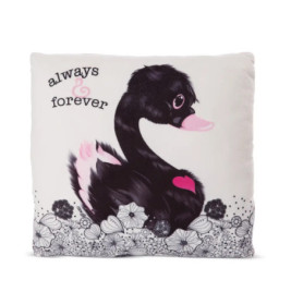 Quadratisches Kissen Schwarzer Love Schwan NICI GREEN