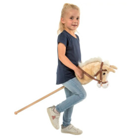 SpielMaus Holz Plüsch Steckenpferd mit Sound, weiß, 98 cm