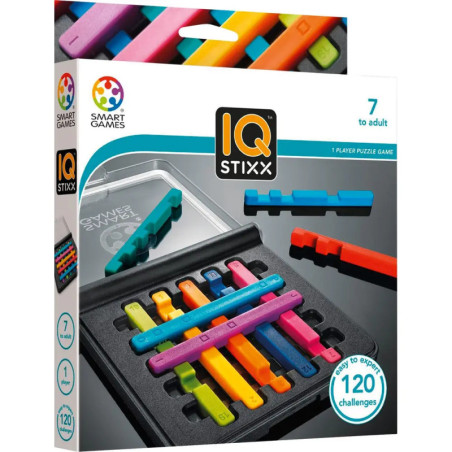 IQ Stixx Spielschachtel mit bunten Stäbchen und 120 Aufgaben, geeignet für Kinder ab 7 Jahren und Erwachsene. IQ Stixx Spielschachtel mit bunten Stäbchen und 120 Aufgaben, geeignet für Kinder ab 7 Jahren und Erwachsene.