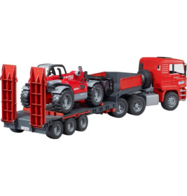 MAN TGA LKW mit Tieflader und Manitou Teleskoplader