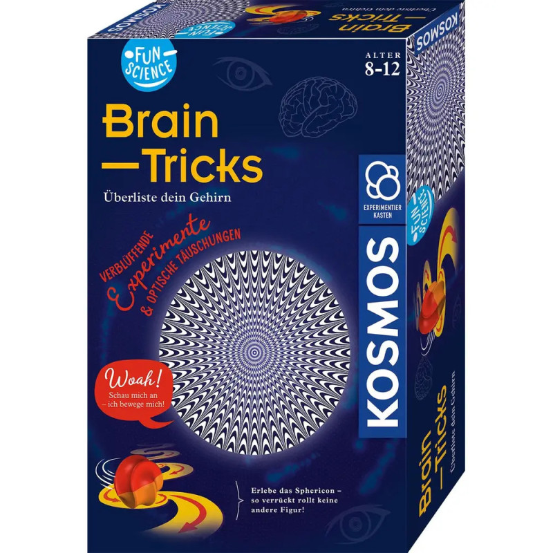 Kosmos Brain Tricks Set mit optischer Illusion, deutsche Aufschrift, für Kinder von 8-12 Jahren.