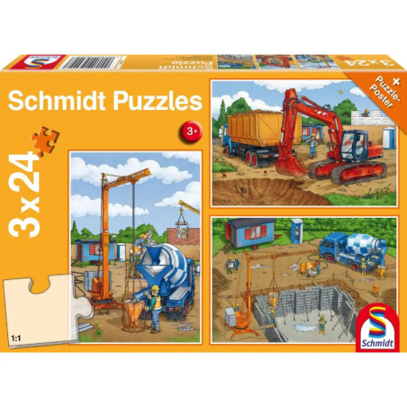 Schmidt Spiele Kinderpuzzle Auf der Baustelle, 3x24 Teile Schmidt Spiele Kinderpuzzle Auf der Baustelle, 3x24 Teile