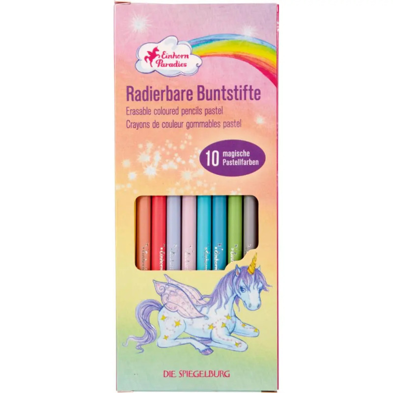 Radierbare Buntstifte Pastell - Einhorn-Paradies