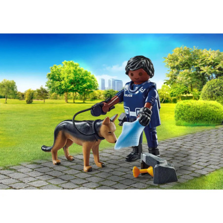 PLAYMOBIL 71162 Polizist mit Spürhund