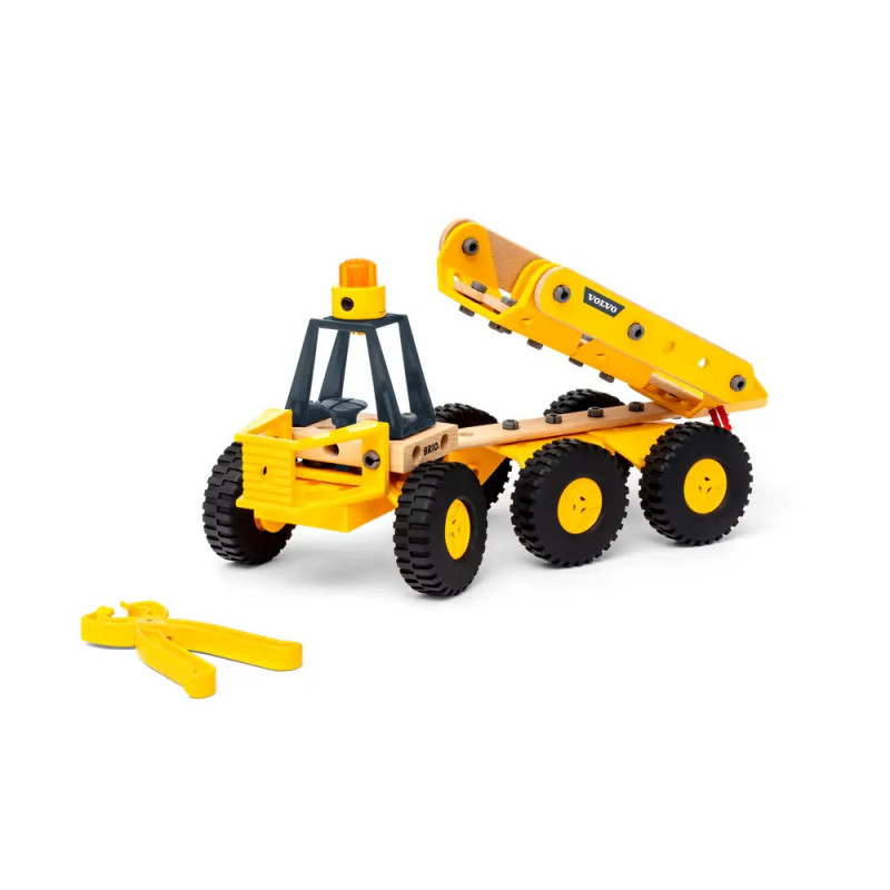 BRIO Builder 34599 Volvo Muldenkipper - Starkes Baufahrzeug mit kippbarer Ladefläche, Knicklenkung u