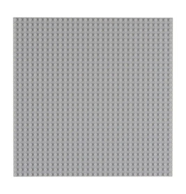 Quadratische, graue LEGO-Grundplatte mit regelmäßig verteilten runden Noppen auf der gesamten Oberfläche.
