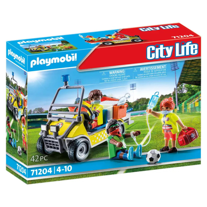 Playmobil City Life Set: Krankenwagen, Figuren und Fußballfeld, 42 Teile, für Kinder von 4 bis 10 Jahren. Playmobil City Life Set: Krankenwagen, Figuren und Fußballfeld, 42 Teile, für Kinder von 4 bis 10 Jahren.