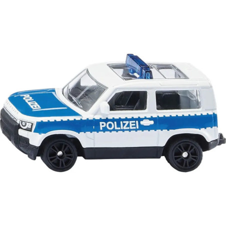 Deutsches Polizei-Spielzeugauto in Blau-Weiß mit der Aufschrift POLIZEI an der Seite.