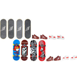 Mattel HGT84 Hot Wheels Skate Fingerboard + Shoe 4-Pack, sortiert