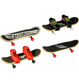 Mattel HGT84 Hot Wheels Skate Fingerboard + Shoe 4-Pack, sortiert