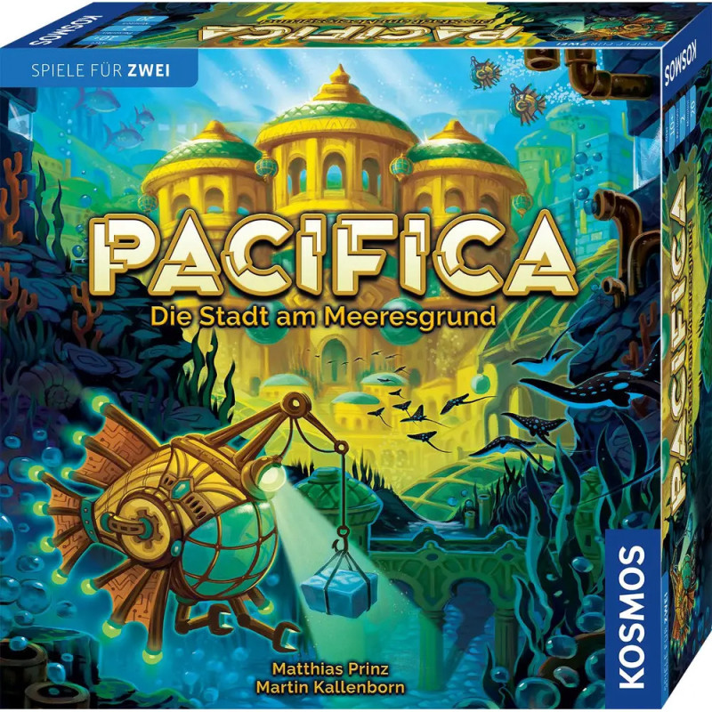 Cover von Pacifica mit einer Unterwasserstadt, Kuppelbauten und einer absteigenden Taucherglocke.