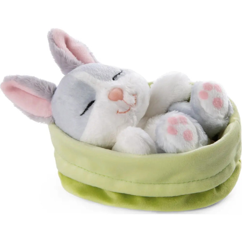 Kuscheltier Sleeping Pets Hase grau 12cm im grünen Körbchen