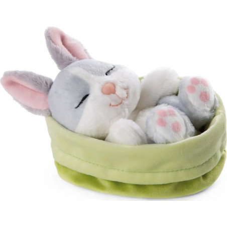 Kuscheltier Sleeping Pets Hase grau 12cm im grünen Körbchen