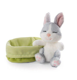 Kuscheltier Sleeping Pets Hase grau 12cm im grünen Körbchen