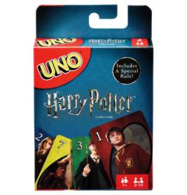 UNO-Kartenspiel im Harry Potter-Design mit Charakteren, Spezialregel, für 2-10 Spieler ab 7 Jahren.
