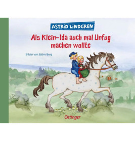 Buchcover: Zwei Kinder reiten auf einem weißen Pferd über eine Wiese, im Hintergrund stehen Bäume.