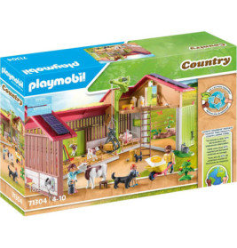 Playmobil Country Bauernhof-Set mit Tieren, Figuren und Scheune für Kinder von 4 bis 10 Jahren auf der Verpackung.