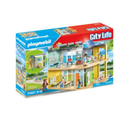 Playmobil City Life Set: Zweistöckiges Gebäude mit Figuren und Zubehör, geeignet für Kinder von 4-10 Jahren.
