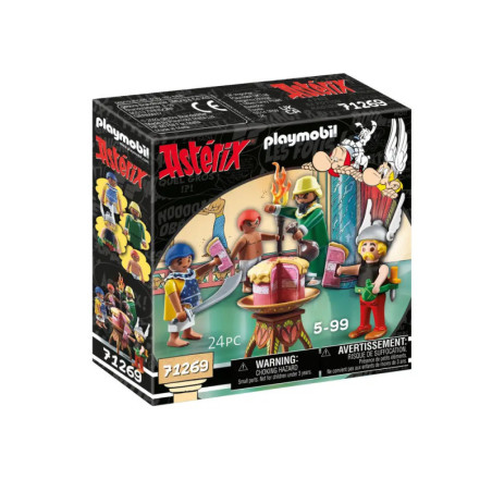 Playmobil Asterix-Spielset mit Figuren und Zubehör, Verpackung zeigt Comic-Charaktere.