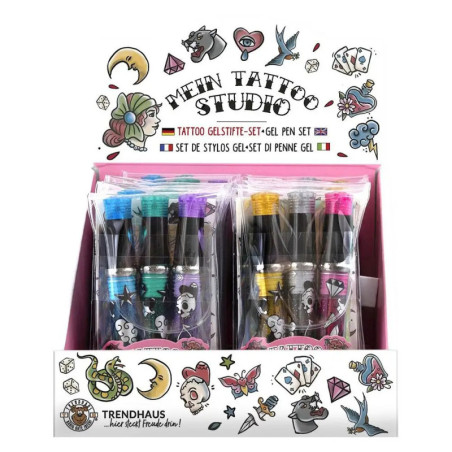 Tattoo Studio Gelstifte Glitzer 3er-Set, 2-fach sortiert Be creative! Mit diesen glitzernden Gelstiften können coole T