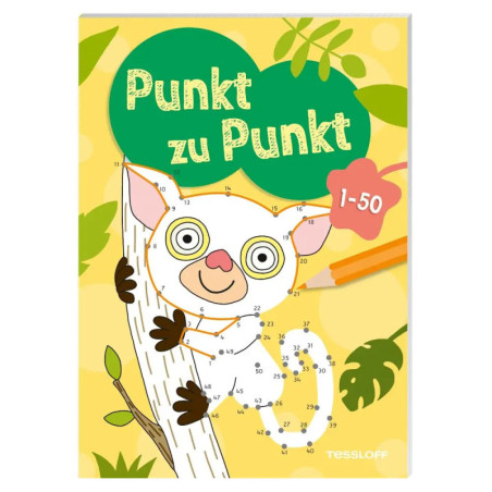 TESSLOFF Punkt zu Punkt 1-50: Verbinde-die-Punkte-Buch mit Lemur für Kinder ab 7 Jahren, Cover abgebildet.