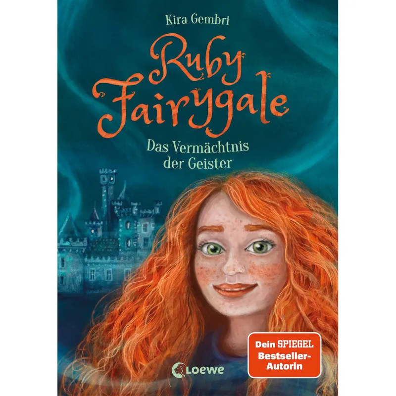 Buchcover von Ruby Fairygale mit einem rothaarigen Mädchen und einer Burg im Hintergrund.