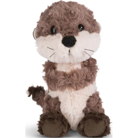 Plüsch-Otter mit braun-weißem Fell sitzt aufrecht und schaut nach vorn.