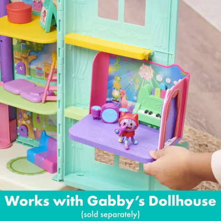 Gabby’s Dollhouse, schickes Musikzimmer mit Daniel James Catnip-Figur und 2 Zubehörteilen, 2 Möbelstücken und 2 Überra