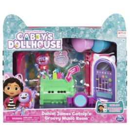 Gabby’s Dollhouse, schickes Musikzimmer mit Daniel James Catnip-Figur und 2 Zubehörteilen, 2 Möbelstücken und 2 Überra
