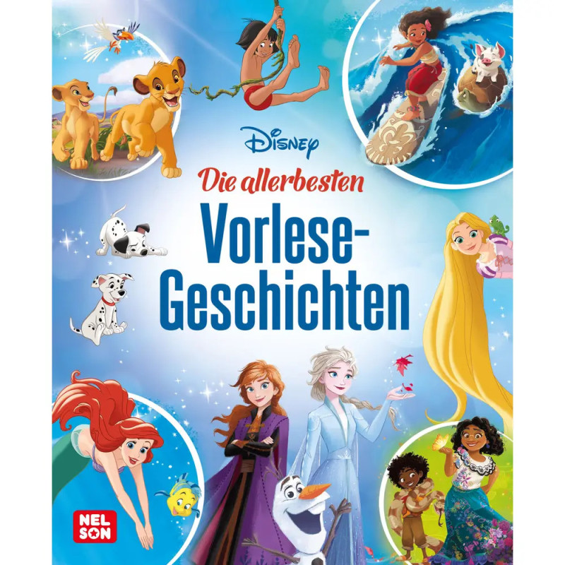 Farbiges Disney-Geschichtenbuch mit animierten Figuren auf dem Cover und deutschem Titel. Farbiges Disney-Geschichtenbuch mit animierten Figuren auf dem Cover und deutschem Titel.