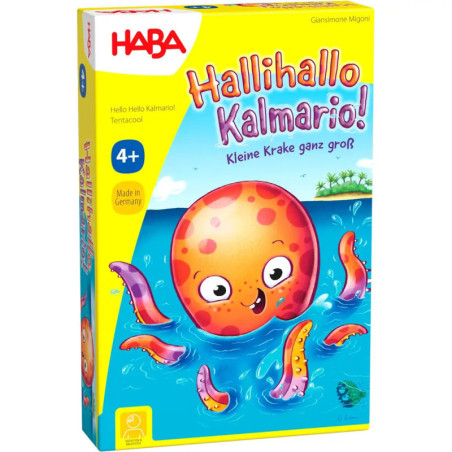 Bunte Spieleschachtel mit fröhlichem Oktopus im Wasser, geeignet für Kinder ab 4 Jahren.