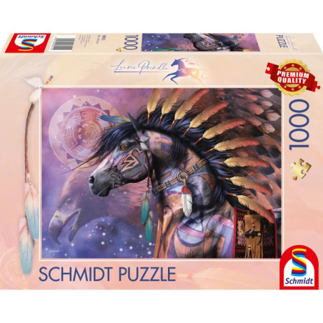 Schmidt Puzzle, 1000 Teile: Das Motiv zeigt ein Pferd mit Federschmuck und einen Adlergeist.