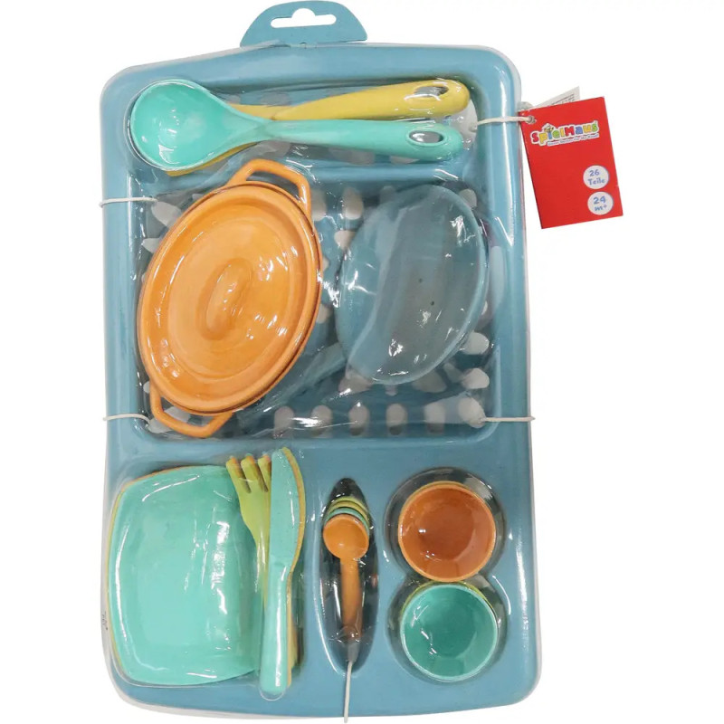 VEDES SpielMaus Küche Besteck- & Geschirr Set 26-teilig – Ideal für Rollenspiele & Kinderküchen, sortiert
