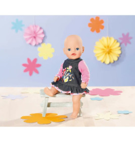 Dolly Moda Jeans Kleid Blumen 36