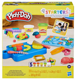 Play-Doh Little Chef Starter Set: Spiellebensmittel, Werkzeuge und bunte Dosen für Kinder ab 3 Jahren.