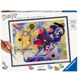 Bunte Malen-nach-Zahlen-Box mit Pinseln und Farben, beschriftet mit Wassily Kandinsky.